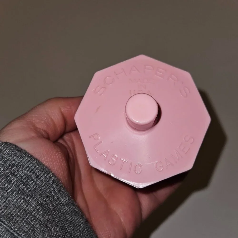 VTG Put & Take Game Pink Spinner Red Yellow Blue Chips Schaper 1965 READ